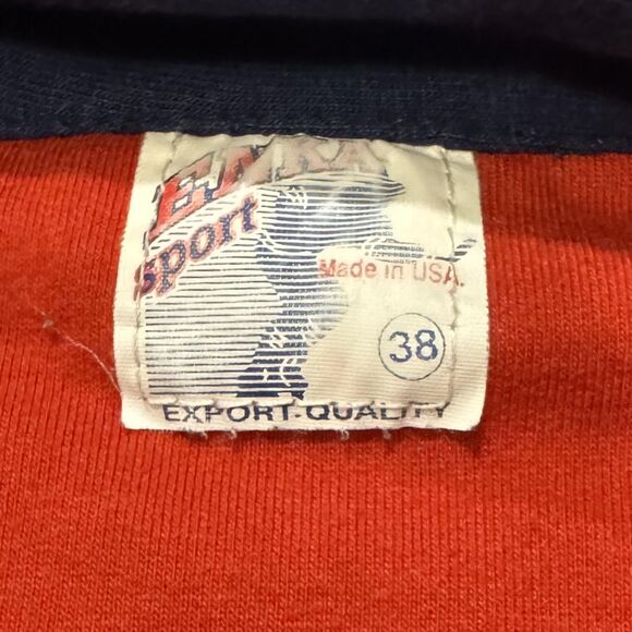 Vintage 90s Sport Sweatshirt Quarter Zip Fleece Mens 38 M Navy Red Made in USA - Picture 6 of 10